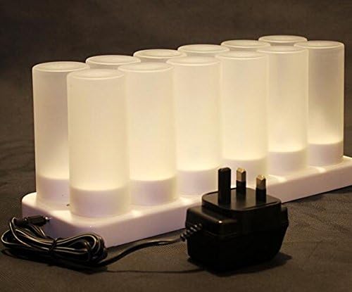 Cel mai bun pentru a cumpăra 12pack reîncărcabile fără flacără Votives Moving Flame Wick LED tealight lumânări cu bază de încărcare și telecomandă-culoare Verde