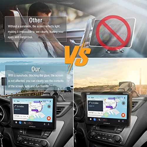 APHQUA A3 cel mai nou portabil wireless Apple CarPlay și Android Auto Radio Stereo cu parasolar detașabil, 7 inch IPS Touchscreen