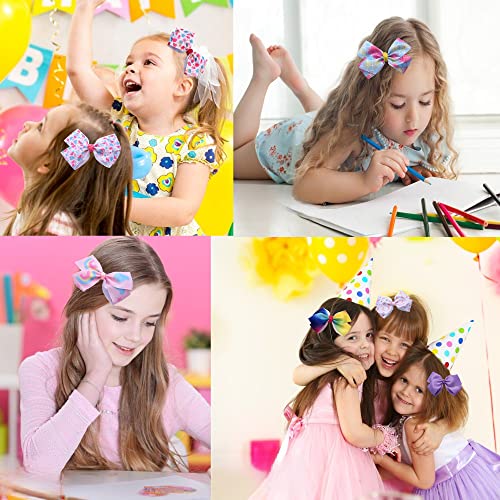 12buc 5 Inch păr arcuri pentru fete colorate Grosgrain panglică inima curcubeu păr arc clipuri accesorii de par pentru copii