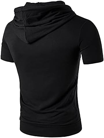 XXBR Tricouri cu glugă de vară pentru bărbați, sport cu mâneci scurte casual Slim Fit Athletic Antrenament Running Tricou