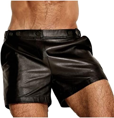 Pantaloni scurți din piele faux pentru bărbați 2022 NOU Slim Fit Fashion Punk Vintage Goth Hip Hop Color Solid Pantari casual