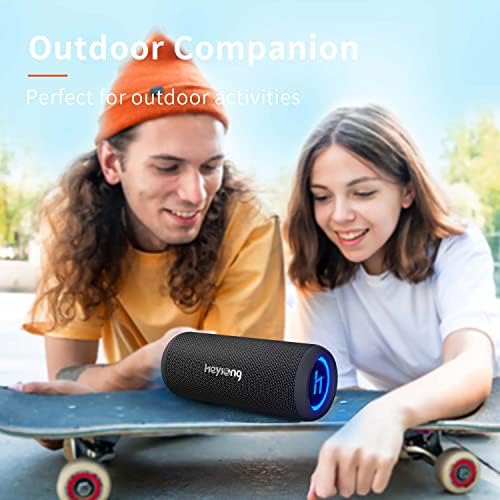 Difuzor Bluetooth Heysong, boxe portabile fără fir fără fir cu lumină LED, stereo de 30 W, bas bun, carte TF, redare USB, împerechere