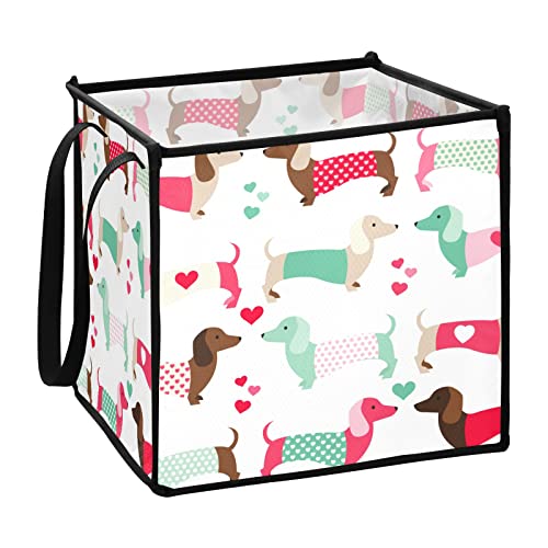 Valentines Day Dogs Storage Coș de depozitare a jucăriilor pliabile Coș de depozitare cub Coș de spălătorie Hamper Hamper cu