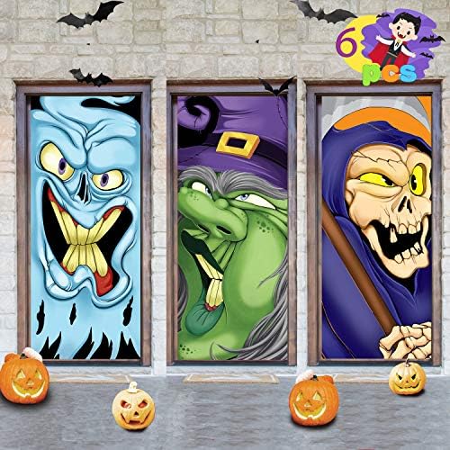 JOYIN 6 PCS Halloween Decoration Reaper, Monster, Vrăjitoare Halloween Cover, fereastră și capac de perete decorare în aer