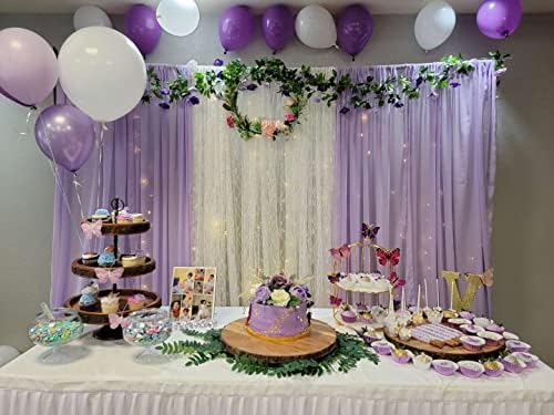 Purple tul pur fundal perdea pentru Baby Shower fete Petrecere de aniversare fundal draperii pentru nunta receptie Photoshoot elefant fundal decoratiuni 10 ft x 7 ft, 2 panouri