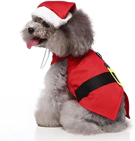 Costum clasic de cosplay de Crăciun pentru câini mici cămașă de cățeluș manual de iarnă haine calde cu pălărie m cu pălărie