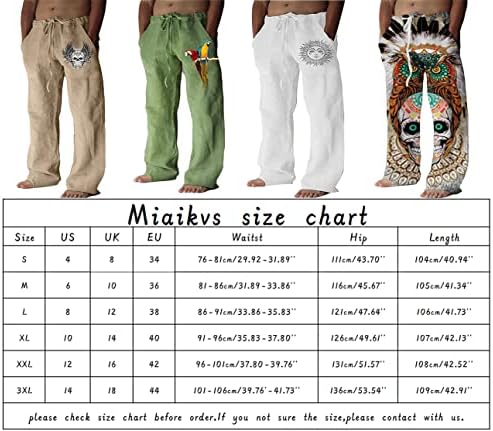 Pantaloni casuali casual de bumbac pentru bărbați Miaikv cu pantaloni de yogo cu talie elastică - tipărit, respirabil și cu
