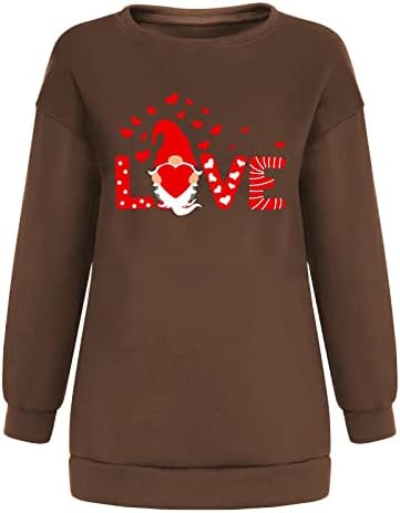 Gnomi pentru femei cămașă raglan valentine cu mânecă lungă supradimensionare pulovere pulovere cu mânecă lungă, drăguță, dragoste