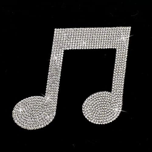 Silver Bling Music Note Decal, autocolant de simbol muzical sclipitor de rindal, Simbol muzical 4 '' Înălțime