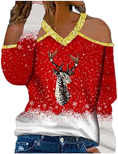 Panouri fără bretele de Crăciun pentru femei Fulgi de zăpadă, imprimeu atletic, pulover de pulover în aer liber moale