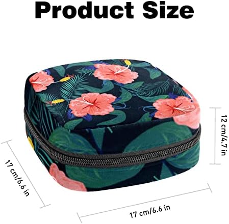 Sac de depozitare a șervețelului sanitar, sac portabil de perioadă pentru femei, Fete, pungă pentru cupa menstruală, frunze de flori Hawaii tropicale moderne