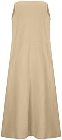 Rochii de in pentru femei 2023 Rochii Maxi casual fără mâneci fără mâneci cu buzunare rochie lungă de vară o Gât Flowy Beach