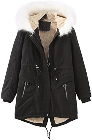 Iarna cald Paltoane pentru femei blana guler cu glugă jos jachete Plus Dimensiune Maneca lunga Zip up Outwear Fuzzy Fleece Parka
