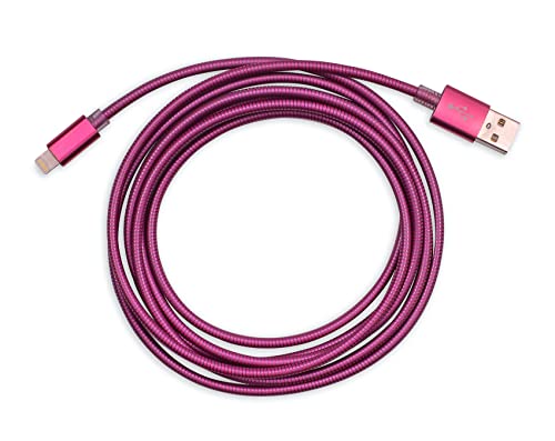 Ban.do Cablu de încărcător lung, cablu de alimentare de 6,8 picioare pentru bloc de perete, cablu de încărcare pentru iPhone -uri, androizi și tablete, roz metalic