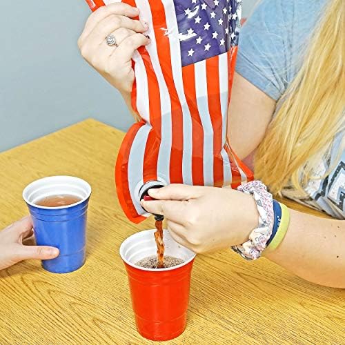 Destul de ciudat Noutăți American Flag vin Dispenser Bag fun Patriotic Drink Holder-Perfect pentru 4 iulie, O mărime, Multicolor