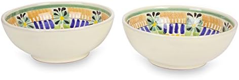 Novica a suflat manual boluri ceramice multicolore „Acapulco”
