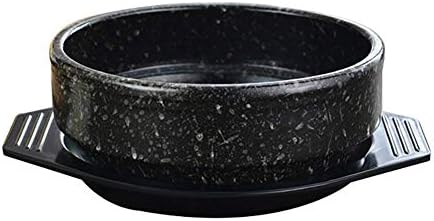 Defaus Cooker Pot Casserole Stone Bowl cu tavă Caramică Caserolă Oală fierbinte pentru Bibimbap și Supa Mâncare Negru 0,84