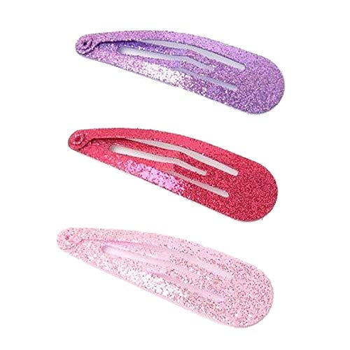 Set de 6 roz Purple Tone Glitter Metal Hair Clips Snap Bendies Sleeping