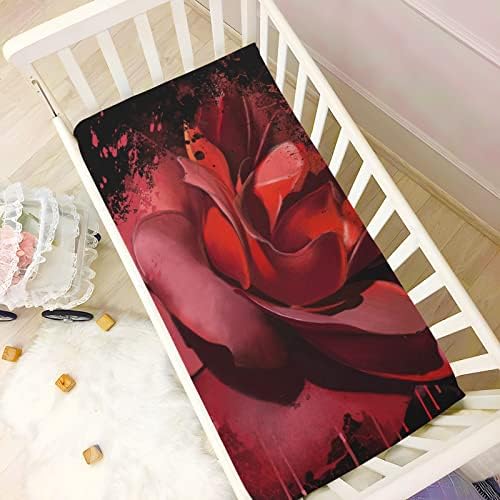 Alaza Red Rose Close Up Art Picting Stirs Foi Foaie Bassinet Monstă pentru băieți pentru fete pentru copii, mini dimensiune
