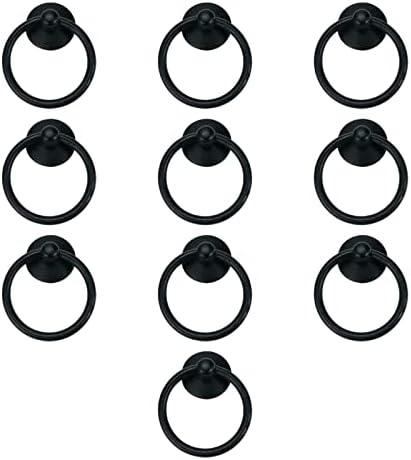DNYTA 10pcs inel negru trage 43mm/1,69 inch Diametru antical cu o singură gaură sertar de mâner butoane pentru dulap pentru