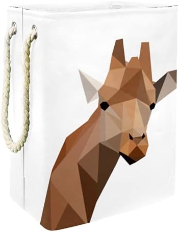 Coșuri de rufe impermeabile Deyya girafă pliabilă înaltă, robustă, cu poli scăzut, animale de aproape, imprimare de fundal,