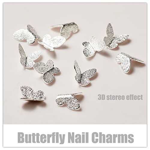 JERCLITY 150 piese 3d argint fluture unghii farmece unghii fluture farmece fluture pentru unghii 3D Unghii farmece Mini unghii