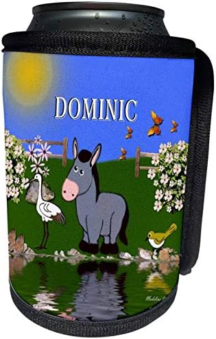 3DROSE - SMUDGEART MELL COPIL NUME Design - Donkey decorativ și design de artă pentru păsări pentru copii - personalizat cu numele Dominic - Can Cooler Bottle Wrap