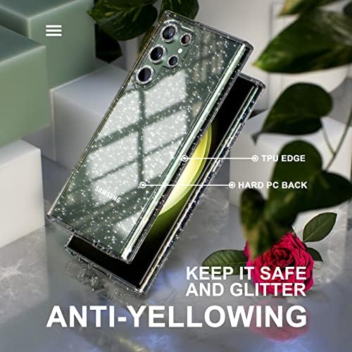 Choiche pentru Samsung Galaxy S23 ultra carcasă drăguță, femei clare sclipici bling carcasă scânteietoare și protectoare pentru
