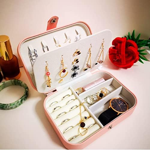 Organizator de cutii de bijuterii de călătorie, din piele PU Mică Vai de bijuterii pentru femei pentru fete, cutii de bijuterii