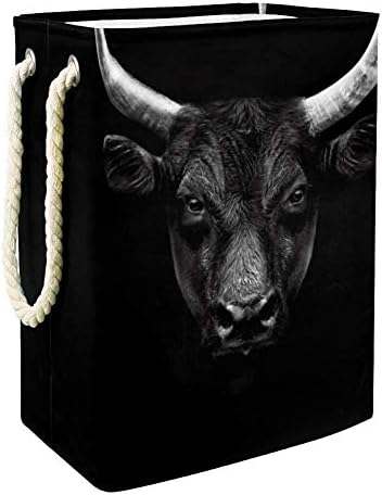 Negru Camargue Bull face portret izolat 300d Oxford PVC haine impermeabile împiedică coș mare de rufe pentru pături jucării