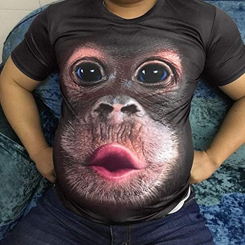 Tricouri Imprimate cu maimuță amuzantă pentru bărbați BEIBEIA plus mărime, 2021 Vară Toamnă Crewneck Casual lejer Comfy Tee