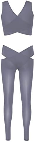 Tiaobug pentru femei fără mâneci V gâturi cu pantaloni lungi cu două piese Track Pregătirea îmbrăcămintei sportive