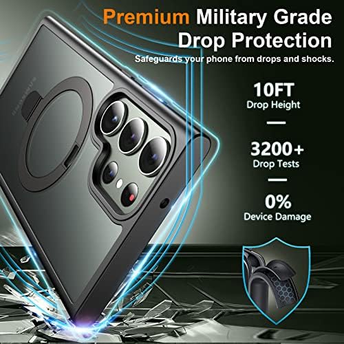 Spidercase pentru Samsung Galaxy S23 Ultra Carcasă, Stand Magnetic Invizibil [Protecția picăturilor militare] cu 2 pachete