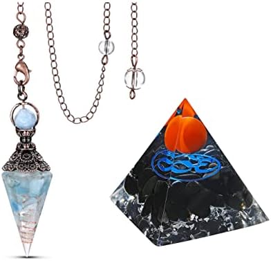 PESOENTH BUNDLE - 2 articole: Aquamarine Dowsing Pendulum Crystal Vindecarea pendulului albastru+piramide de cuarț de cristal
