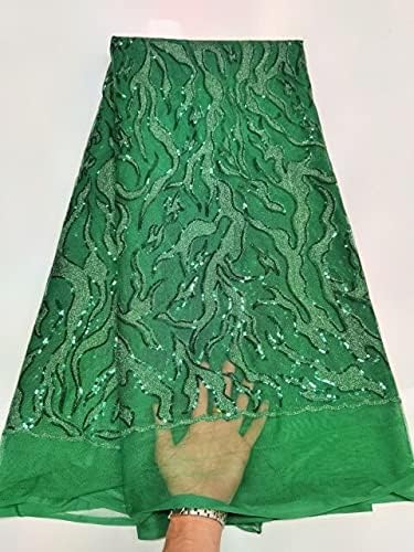 Țesătură din dantelă MARHAFABRIC pentru nuntă de mireasă 5 metri țesătură din dantelă secvență Africană țesătură din plasă verde țesătură din dantelă din plasă franceză cu paiete țesătură din tul petrecere din dantelă