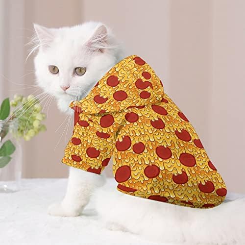 Pepperoni Pizza Cat Shirt Tricou dintr-o bucată Costum pentru câini la modă cu accesorii pentru animale de companie