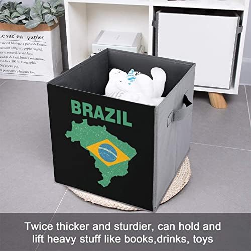 Harta steagului Vintage al Braziliei cuburi mari coșuri de depozitare pânză pliabilă cutie de depozitare organizatori dulap
