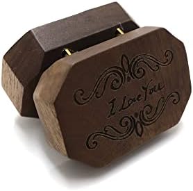 I Love You Graved Walnut Ring Box pentru propunere, inel Rustic din lemn suport de depozitare cutie organizator pentru propunere