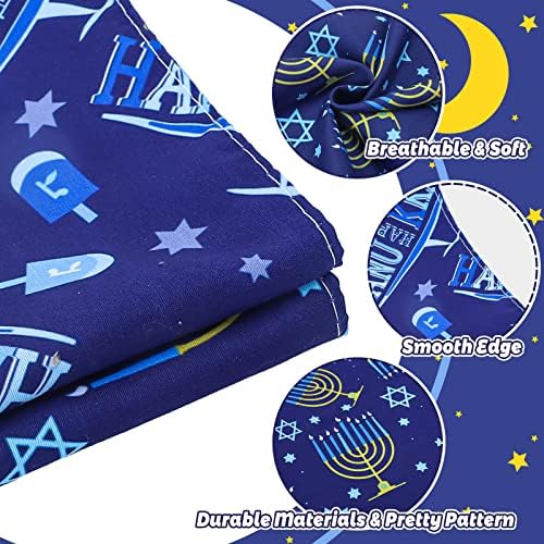 AnyDesign Hanukkah Dog Bandanas 2 Pack Jewish Chanukah Pet Triangle Dog bavete Albastru închis Menorah imprimate Dog guler