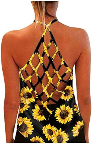 Trendy tunici Grafic Fără mâneci vara Doamnelor Topuri Sexy Bluza Vesta moda Rezervor de top simplu floarea-soarelui imprimare