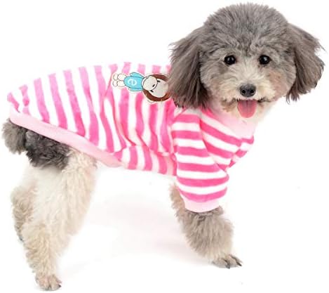 Zunea câine mic pulover haina iarna Fleece jacheta dungi catelus haine Super moale confortabil catifea cald pulover Jumper