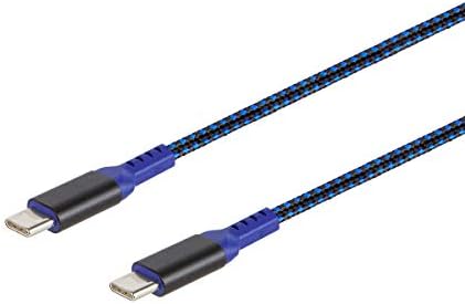 Monoprice Stealth Charge și Sync USB 2.0 Type-C la Type-C cablu - 3 picioare-Albastru, până la 3a/60 wați, Încărcare rapidă