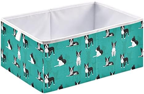 Ollabaky Boston Terrier Câini drăguți depozitare Coșul de depozitare Fabric de depozitare Cube Cube pliabil cu apă impermeabilă