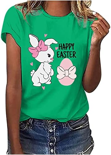 Ouă de iepuras drăguțe pentru femei imprimați cămăși fericite de Paște liberă casual casual Graphic Holiday Tops O-Neck cu