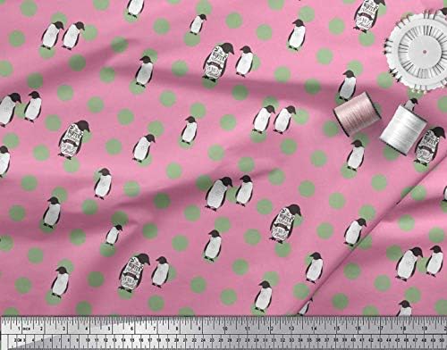 Soimoi bumbac Jersey Fabric Dot & amp; Penguin Ocean Print Fabric de curte 58 Inch Wide