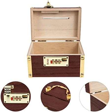 Chest de comoară din lemn vintage cu blocare retro bancă pentru copii cutie bani piggy bancă memorie hobby conservare rustic