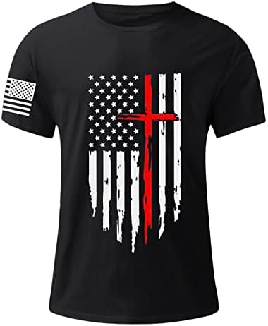 MIASHUI Mens subțire tricouri Mens vara Independence Day Moda Casual imprimate T Shirt scurt rulează Maneca lunga camasa