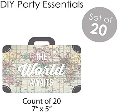 Big Dot of Happiness World World - Kit de livrări pentru petreceri tematice de călătorie - Swirls, Essentials și Table Toppers