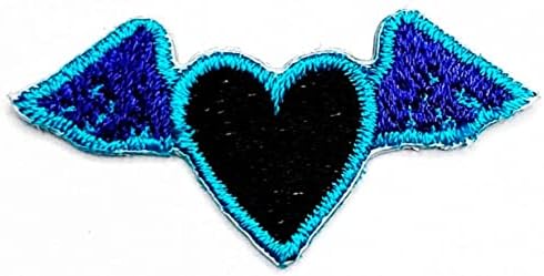Kleenplus 3 buc. Mini aripi de înger drăguț negru inima desene animate fier pe patch-uri activități brodate logo-ul îmbrăca