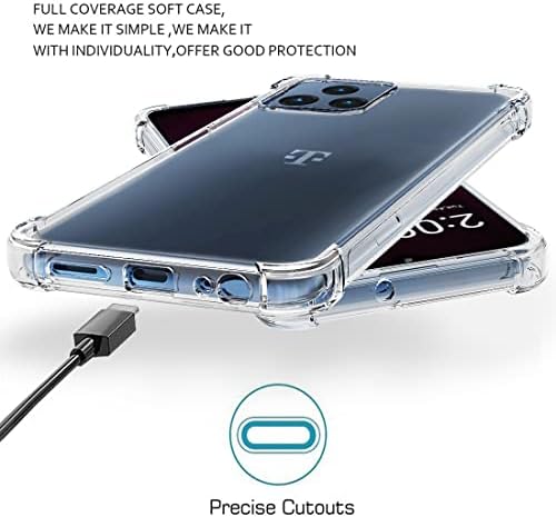 Osophter pentru T-Mobile Revvl 6 5G CASE CLEAR Transparent cu 2PC-uri Protector de protecție Colțuri armate TPU TPU Copertă
